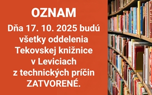 OZNAM PRE ČITATEĽOV